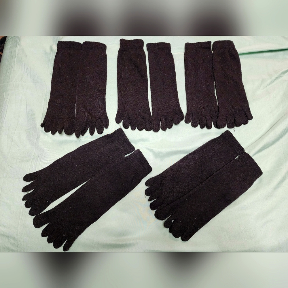 5 pairs of thin large black mini-crew toesocks